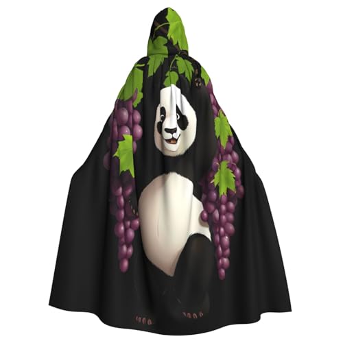Kingww Panda Under The Grapes - Capa con capucha de Halloween para hombres y mujeres: capa de poliéster ligera con capucha, perfecta para cosplay, Halloween y fiestas de disfraces