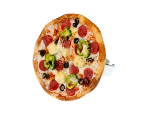 Bague à pizza ronde 30mm bijou fantaisie argile polymère