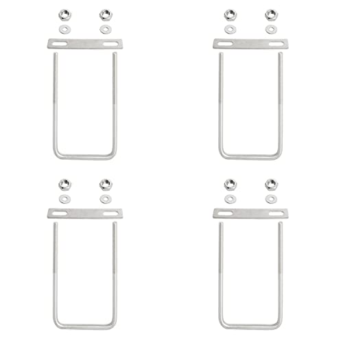 Square U-Bolt 2.17"(55mm) Inner Width U Bolts Brackets 304 Stainless Steel M8 with Nut, Plate, Washer for Car/RV/Trailer Bumper,4 Sets