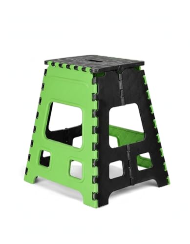 Image of U-MAX 18 Inch Folding Step Stool, Portable, Heavy Duty Plastic with Anti-Slip Surface Space-Saving Foldable Stool for Kids & Adults (Green-Black)