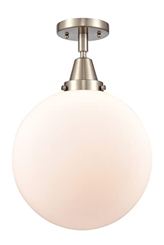 Innovations 447-1C-SN-G201-12 One Light Flush Mount from Franklin Restoration Collection