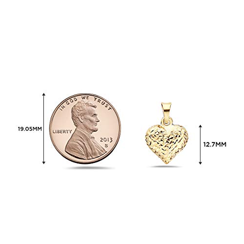 PORI JEWELERS 14K Gold Puff Ultra Diamond Cut Heart Pendant- Available in Yellow, White or Rose Gold2