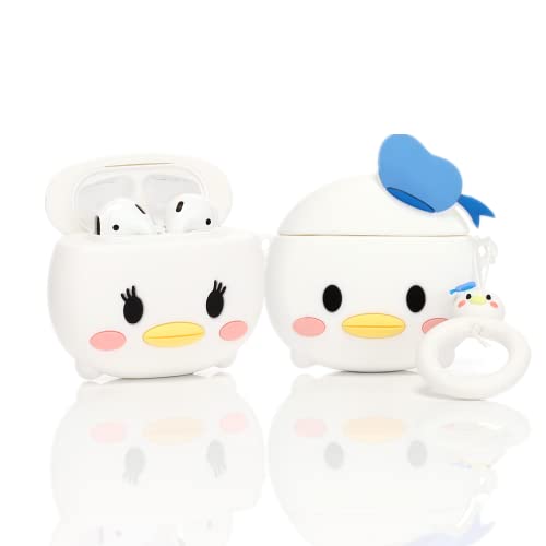 ZAHIUS Airpods Silicone Case Cool Cover Compatible for Apple Airpods 1&2 [Cartoon Series][Designed for Kids Girl and Boys](2Pack Donald&Daisy Duck)