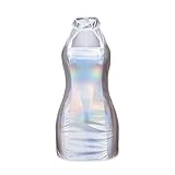 MyheroCos Vanessa Kensington Cosplay Costume Women Vanessa Sexy Strappy Sleeveless Halter Silver Mini Bodycon Dress (Silver, M)