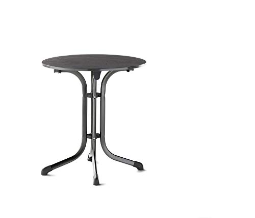 SIEGER Boulevard-Klapptisch mit vivodur-Dekorplatte, Ø 68 cm, eisengrau, Schieferdekor anthrazit