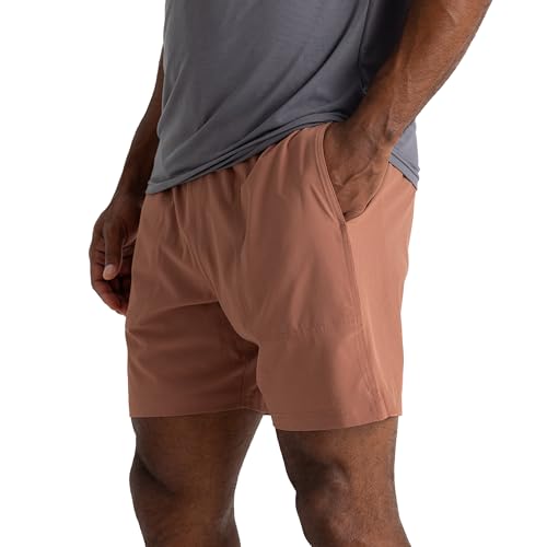 Free Fly Men's Lined Active Breeze Shorts - Bamboo Viscose Liner - UPF 50+ Sun Protection, Light Stretch Shorts for Men - Baltic Amber, Large