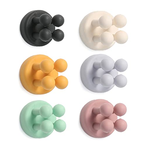 Gancho adhesivo multiusos para cepillo de dientes, gancho para toallas, autoadhesivo, sin daños, soporte para maquinilla de afeitar, soporte para ducha, resistente al agua, versátil, 6 unidades Cover