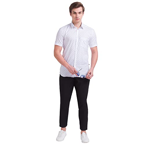 Image of Parx Men's Flat Front Comfort Fit Dark Blue Casual Trouser