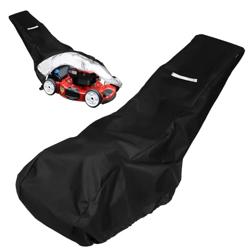 Funda para Cortacésped Cubierta de Cortacésped con Cordón Oxford 210D Universal Impermeable Anti-UV para Exteriores, Negro 195x66x108 cm