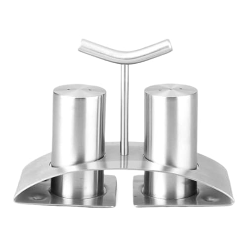 Metal Salt Pepper Shaker, Condiments Container Dredge Shaker, botellas de jarra de condición, diseño de tapa segura, dispersión fina e incluso, 16x14.5x6.5cm/6.3x5.71x2.56, para sal y pimienta,
