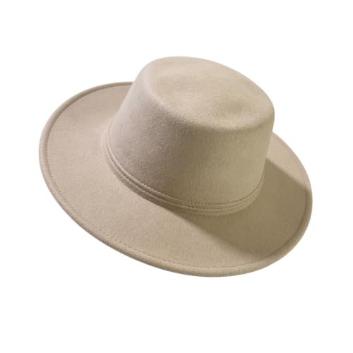 Image of Fedora Flat Hat Classic Wide Brim Cap Panama Style Jazz Hat for Wedding Party Talent Performance Xmas Gift Unisex