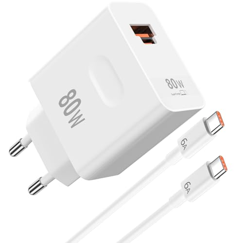 Funzione di trasferimento dati: il ASKUBSKU per Honor cavo Type C SuperCharge supporta velocità di trasferimento dati fino a 480 Mbps, consentendo di trasferire brani musicali, film, programmi TV, ecc. in pochi secondi. (Suggerimenti: 1. Le due porte di ricarica, USB-C e USB-A, non supportano l'uso simultaneo; 2. Pulire regolarmente la polvere dalla porta di ricarica del telefono cellulare e dalla porta USB-C del caricabatterie per evitare interruzioni di ricarica dovute a un contatto inadeguato.)