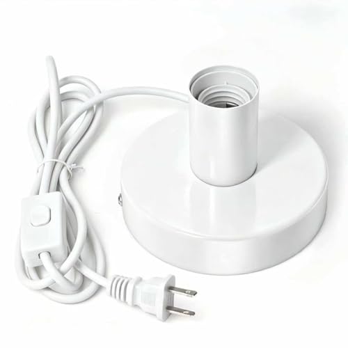 Table Lamp Base, E26/E27 Plug in Lamp Holder with Switch, White