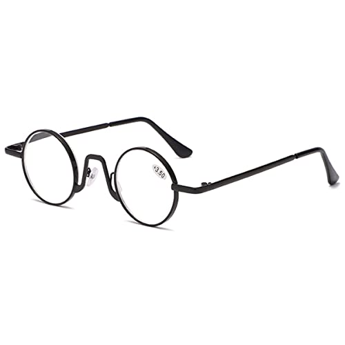 KOOSUFA Small Round Blue Light Blocking Reading Glasses for Women Men Retro Metal Lightweight Computer Readers Eyewear Nerd Eyeglasses Black 1.5