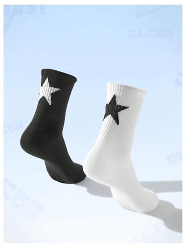 SHENHE Men's 2 Pairs Patterned Crew Socks Embroidered Soft Knit Breathable Sports Socks2