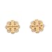 Tory Burch Logo Flower Resin Stud Earrings Light Oak Gold