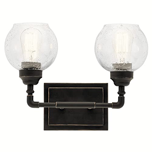 Image of Kichler 45591OZ Niles 14.75 inch 2-Light Clear Seeded Bath Vanity in Olde Bronze