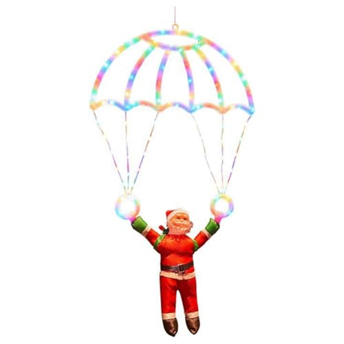 Paracaídas de Papá Noel con luces LED a batería Jnchdghwa para exterior 2