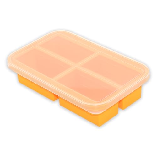Image of Bangp Silicone Freezing Tray with Lid, Soup Freezer Molds, Meal Prep Containers, Silicone Molds for Soup and Food Storage - Makes 4 Perfect 1 Cup Portions | Food Freezer Container Molds for Meal Prep,Rice,Broth,Leftovers,Makes 4 Perfect 1 Cup Portions,Oven & Dishwasher-Safe