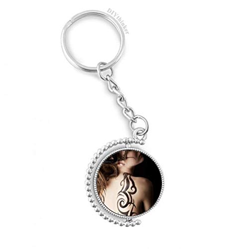 Tatouage Brunette porte-clé rotatif DIYthinker 3 x 9 cm accessoire multicolore