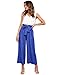 FANCYINN Womens 2 Piece Crop Pants Set V Neck Tank Wide Strap Tops High Waisted Cropped Paper Bag Pants with Belt Royal Blue Pants & White Top XS