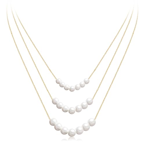 Layered Pearl Choker Necklaces for Women…