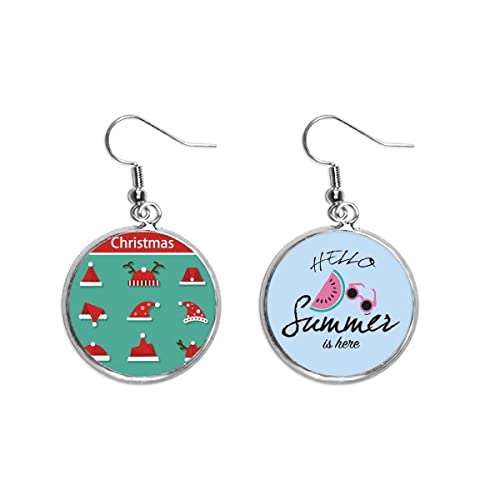 Pendientes de sandía y gorro de Navidad un regalo colorido ideal