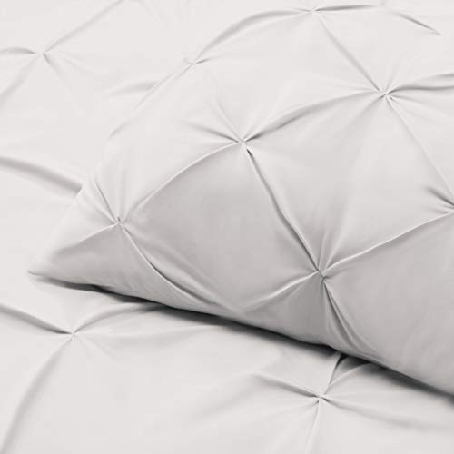 Image of Nestl Queen Comforter Set Pinch Pleat Comforter, Bedding Comforter Sets, Comforter Set for Queen Bed, Pintuck Comforter Set Full Size, Down Comforter with 2 Pillow Shams, 3-Piece - White