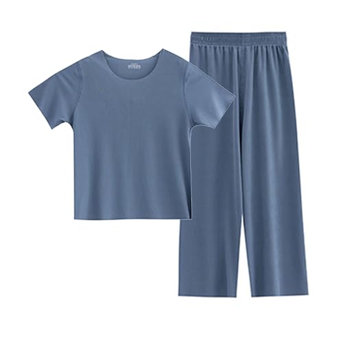 Teen Kids Soft 𝐏a𝐣ama Set Girls Short Sleeve Tops & Wide Leg Pants Loung𝐞wear Set Lightweight Quick Dry Athletic Outfits