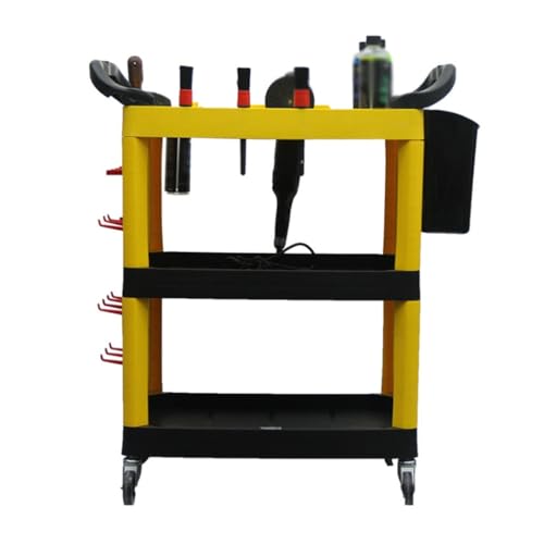 Carrito de detalles de coche con ruedas, almacenamiento móvil en taller con ganchos laterales para limpieza automática, diseño resistente para una organización eficiente del lavado de autos