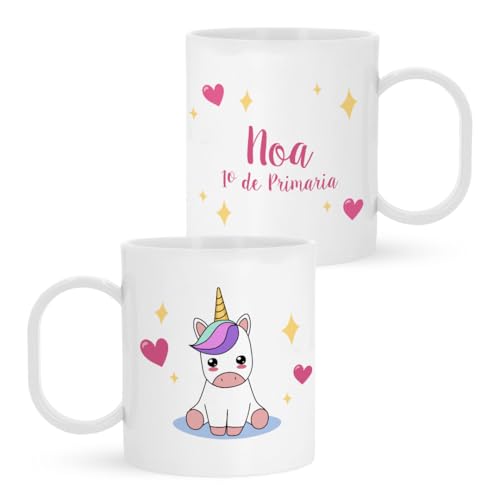 Kadoo Regalos Taza de Plástico Personalizada Infantil Unicornio