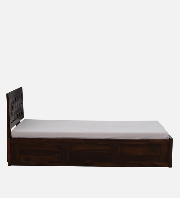 Image of Solid Sheesham Wood Woodora Single Bed with Box Storage | Wooden Single Bed Cot Palang Furniture for Bedroom Living Room Home and Hotel (Provincial Teak Finish)