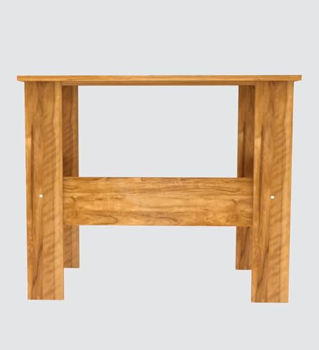 Image of Compact Study Desk with Storage Shelf, Natural Wood Finish, Space-Saving Home Office Table, 90x50x74 cm, DIY Assembly