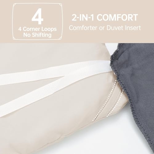Image of MUXHOMO Beige Oversized King Comforter Sets, All Season Ultra Soft Down Alternative Bedding - 3 Piece Lightweight Bed Set Includes 1 Comforter (120 inchx98 inch) and 2 Pillow Shams (20 inchx36 inch)