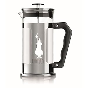 Bialetti Kaffeepresse Preziosa, French Press Filter für Kaffee oder Tee, Gehäuse aus Edelstahl und Behälter aus Borosilikatglas, spülmaschinenfest, 350 ml, für 3 Tassen