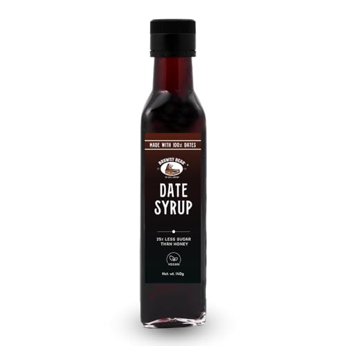 Image of Brawny Bear Date Syrup, Healthy Sugar Substitute, 100% Natural Arabian Date Syrup with No Added Sugar and Preservatives, Vegan, Natural Sweetener for Toppings, Baking, Cooking, Low GI - 140gm