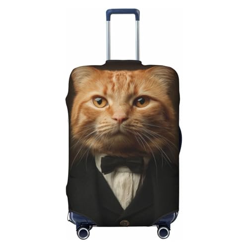 Orange Cat As Gentleman Elastic Travel Luggage Covers Dustproof Scratch-Resistant Suitcase Protector Fit 22-24 Inch