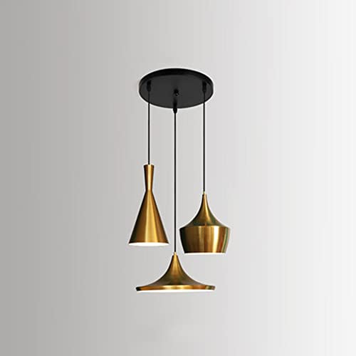 Suspension E27 dorée 3 lumières avec hauteur réglable pour îlot de cuisine