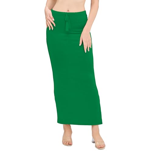 Image of DESI GIRL Satin Shimmer Stretchable Saree Shapewear Petticoat with Drawstring for Women | Mermaid fit Saree Petticoat with Side Slit for Easy Movement | Saree Shaper | Long inskirt
