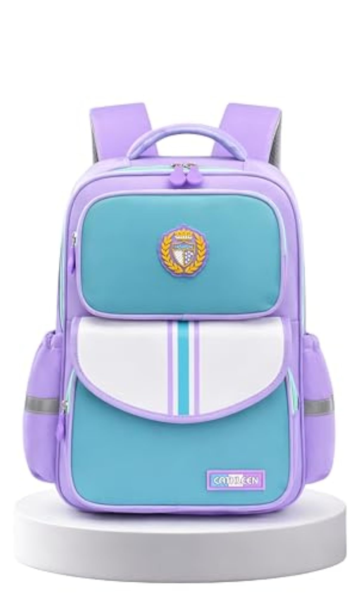 Girls Ergonomic School Backpack, Purple and Teal, Water-Repellent