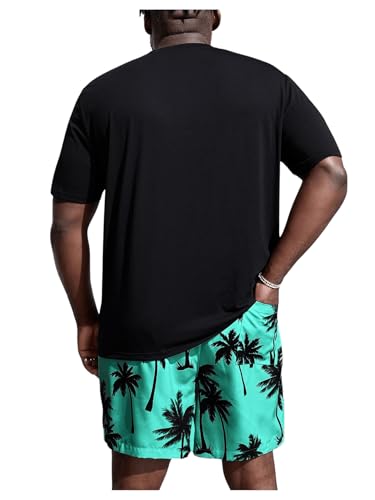 Floerns Men's 2 Piece Boho Outfit Tree Print Tee Shirt with Beach Shorts Set2
