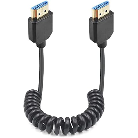 Duttek 8K HDMI Coiled Cable, Ultra HD HDMI to HDMI Coiled Cable, Extreme Thin Short HDMI Cable Support Dynamic HDR Up to 48Gbps Compatible with Camera Monitors, TV, Capture Cards 1FT-4FT Cover
