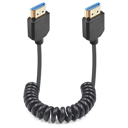 Duttek 8K HDMI Coiled Cable 1FT-4FT 48Gbps, 8K@60Hz, Ultra HD/Extreme Thin Coiled HDMI Cable Male to Male Support Dynamic HDR for Camera Monitors, TV, Capture Cards