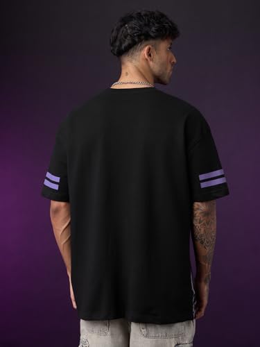 Image of The Souled Store: Black Panther Wakanda Forever Men and Boys Short Sleeves Round Neck Graphic Printed Cotton Oversized Comfortable Lightweight All-Season T-Shirt