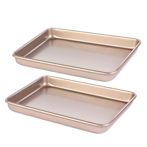 Comparison: Best Wolfgang Puck Pan Set 11 Barlket Baking Sheet Tray 9 x 11 Inch Cookie Sheet Nonstick, 2-Pack Heavy Duty Small Baking Pans, Carbon Steel, Gold - Bakeware Sets for Cookies, Roasting, Oven Safe, Easy to Clean