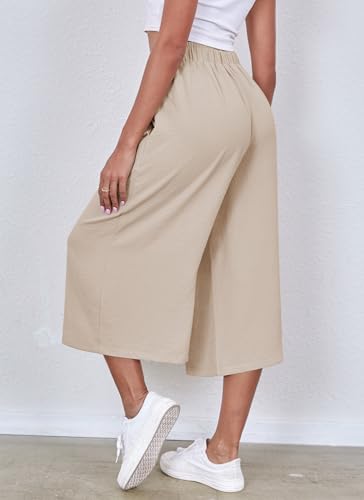 ZJCT Womens Capri Pants Summer Beach Crop Wide Leg Palazzo Capris with Pockets3