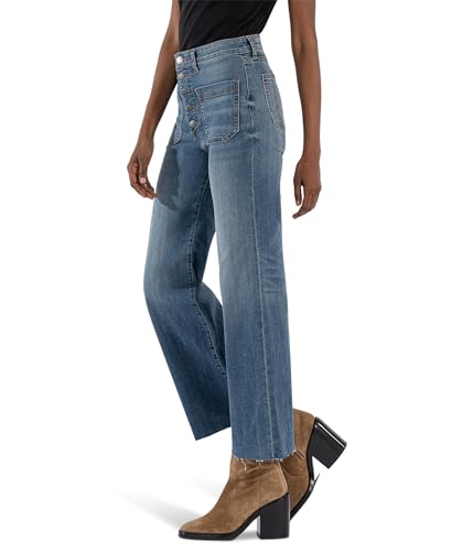 KUT from the Kloth Women's Meg High Rise Wide Leg Expo Btn Raw Hem Patch Pockets2