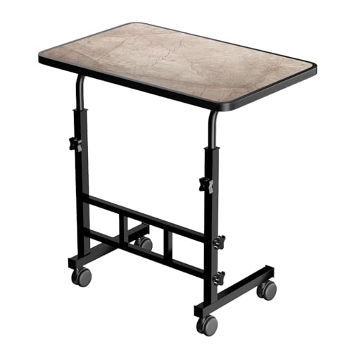 Image of Multi-Purpose Sofa Side Height-Adjustable Laptop Table with Docking for Tablet, Study Table, Portable, Ideal for Work from Home, DIY Table, Easy to Assemble (Dark MARBEL)