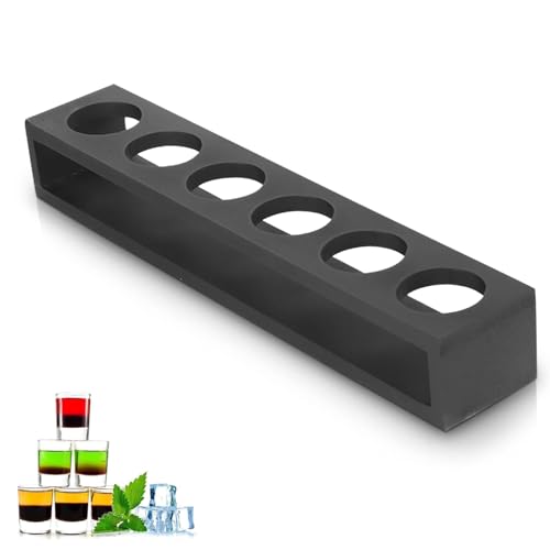 Verres à Liqueur Porte-Cocktail, Organisateur de Planche de Service de Boissons 6 Trous en Bois...