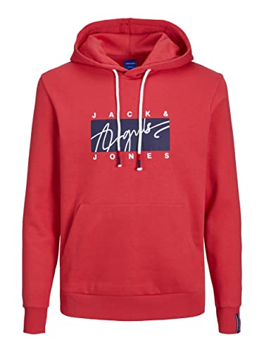JACK & JONES Men's JORJOSH Sweat Hood Kapuzenpullover, Rococco Red, L